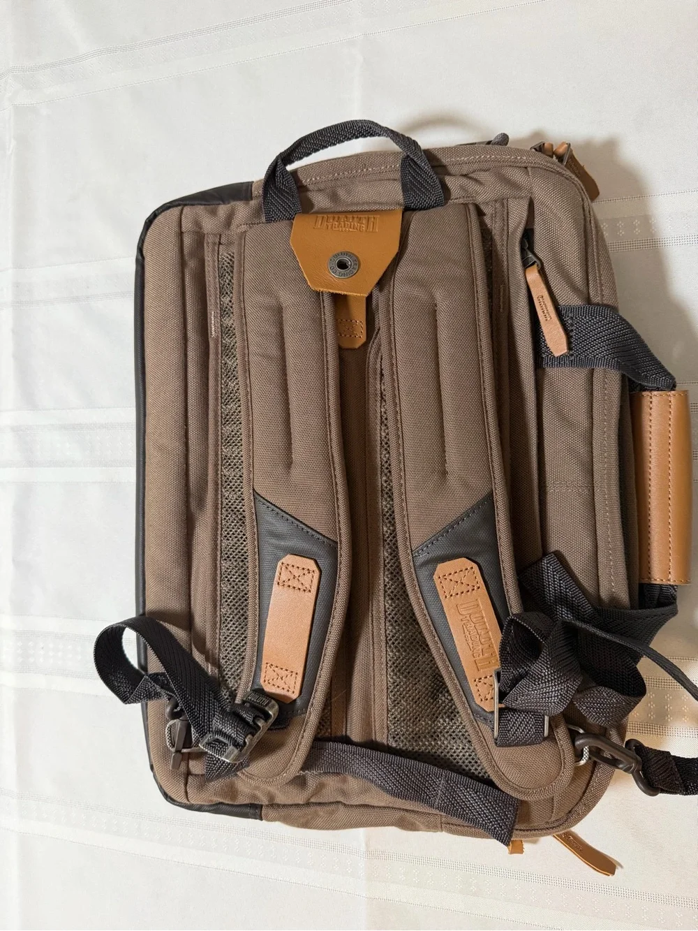 Duluth Trading Co Brown & Tan Laptop Briefcase messenger convertible bag